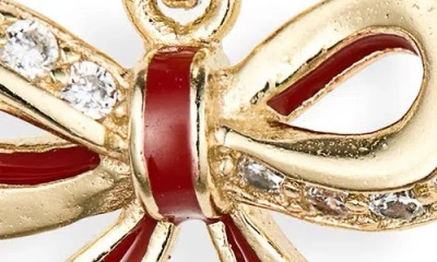 Chanteur Kids' Red Bow Lever-back Earrings In Gold