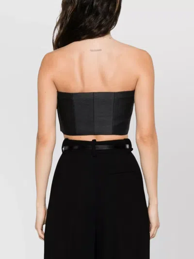 Alberta Ferretti Peserico Ebony Brown Virgin Wool Two-fabrics Dress In Black