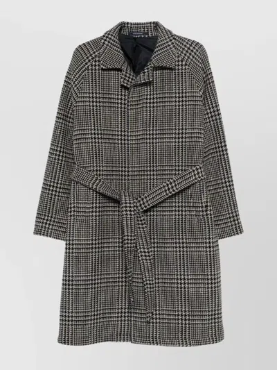 Tagliatore Prince Of Wales Virgin Wool And Cashmere Blend Coat In Gray