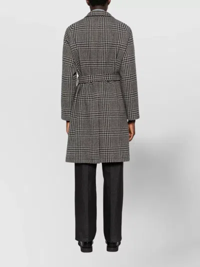 Tagliatore Prince Of Wales Virgin Wool And Cashmere Blend Coat In Gray