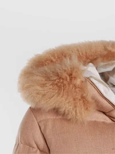 Eleventy Insulated Jackets With Fur Trim Hood In Pink