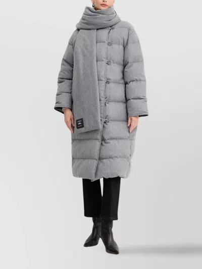 Hugo Boss Pashiza Reversible Long Down Jacket In Gray