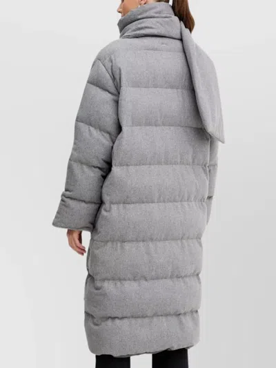 Hugo Boss Pashiza Reversible Long Down Jacket In Gray