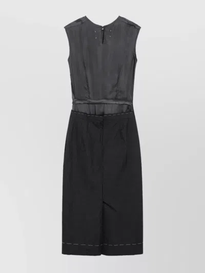 Maison Margiela Grey Mélange Sleeveless Dress In Black
