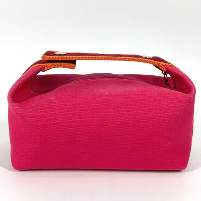 Pre-owned Hermes Pink Canvas Handbag Vanity Bag ()