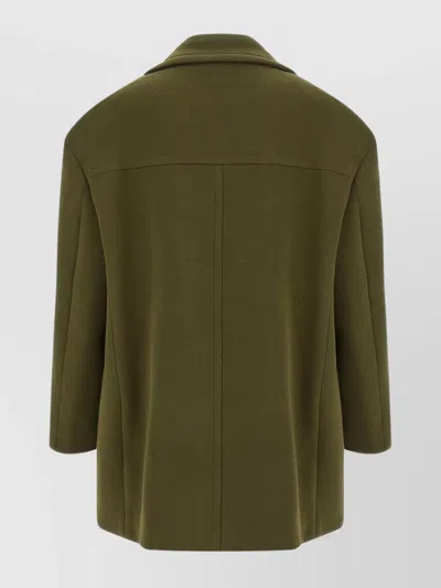 Namacheko Double-breasted Coat Featuring Structured Shoulders In Green