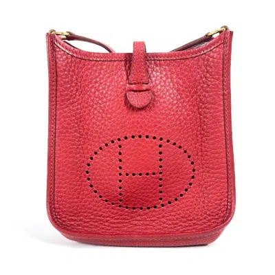 Pre-owned Hermes Red Color Rouge H Taurillon Clemence Leather Pochette Shoulder Bag ()