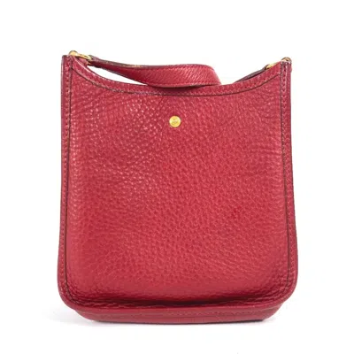 Pre-owned Hermes Red Color Rouge H Taurillon Clemence Leather Pochette Shoulder Bag ()