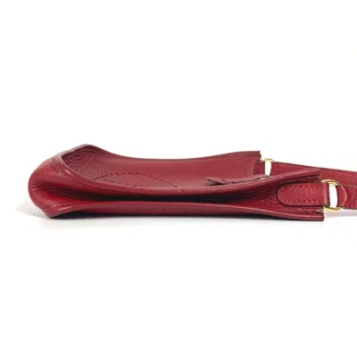 Pre-owned Hermes Red Color Rouge H Taurillon Clemence Leather Pochette Shoulder Bag ()