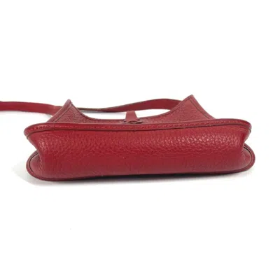 Pre-owned Hermes Red Color Rouge H Taurillon Clemence Leather Pochette Shoulder Bag ()
