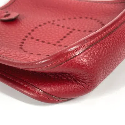 Pre-owned Hermes Red Color Rouge H Taurillon Clemence Leather Pochette Shoulder Bag ()