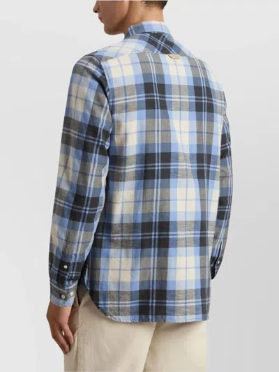 Woolrich Flannel Shirt With Long Sleeves And Pockets In Blue