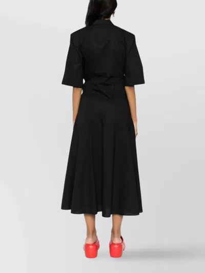Msgm Midi Wrap Dress With Front Tie And Pockets In Black