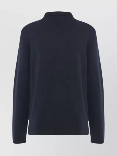Malo Long-sleeve Polo-collar Sweater In Blue