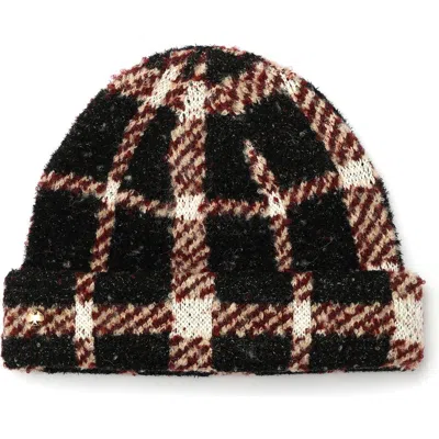 Kate Spade New York Park Ave Plaid Beanie In Black