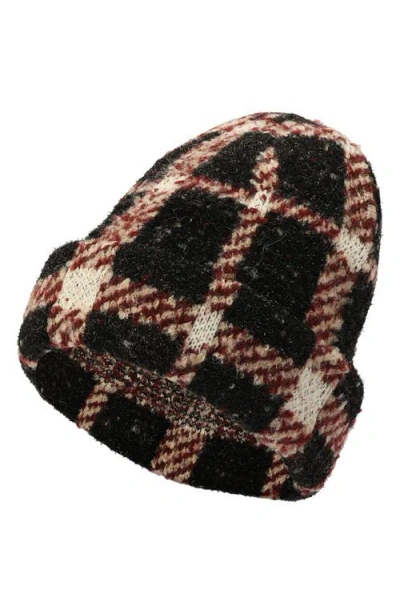 Kate Spade New York Park Ave Plaid Beanie In Black