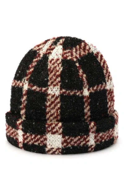 Kate Spade New York Park Ave Plaid Beanie In Black