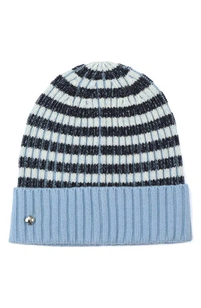 Kate Spade New York Stripe Cuff Beanie In Blue