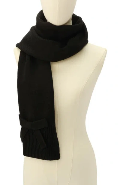 Kate Spade New York Bow Trim Scarf In Black