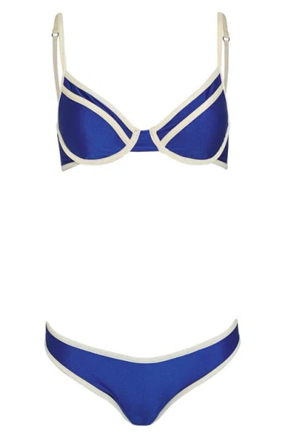 Maaji Cobalt Blue Daintily Reversible Underwire Bikini Top In Blue