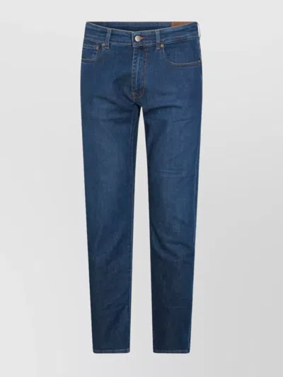 Incotex Straight Leg Five-pocket Trousers With Belt Loops In Blue