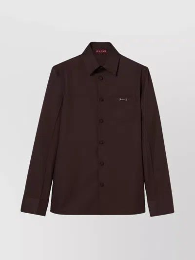 Gucci Twill Shirt With Snap Pocket And Long Sleeves In Multi