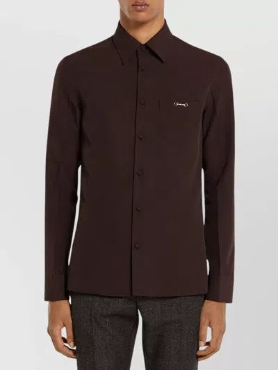 Gucci Twill Shirt With Snap Pocket And Long Sleeves In Multi