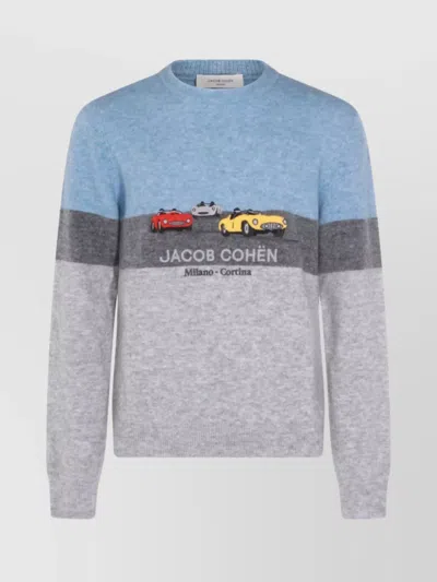 Jacob Cohen Color Block Crew Neck Sweater In Multi