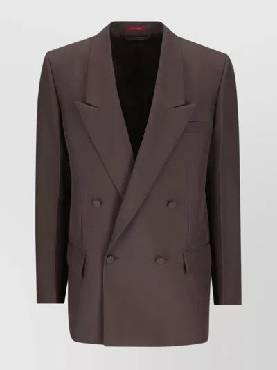 Gucci Double-breasted Technical Panama Jacket In Burgundy