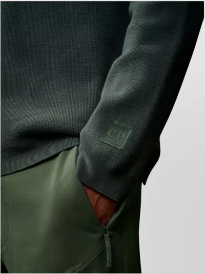 C.p. Company High Neck Zipped Cardigan With Raglan Sleeves In Neutral