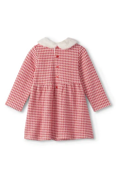 Hatley Red Houndstooth Dress With Faux Fur Trim In Red