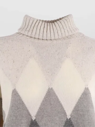 Ballantyne Turtleneck Diamond-pattern Sweater In Neutral