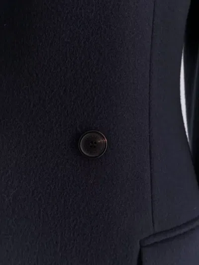 Balenciaga Midi Wool Coat Flared Hem In Blue