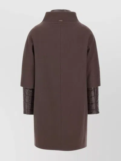 Herno Detachable-panels Virgin-wool Coat Clothing In Brown