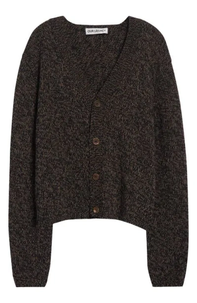 Our Legacy Brown Textured Wool Cardigan In Black