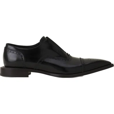 Lanvin Brogue Oxford Shoe In Shiny Leather In Black