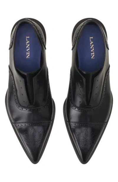 Lanvin Brogue Oxford Shoe In Shiny Leather In Black
