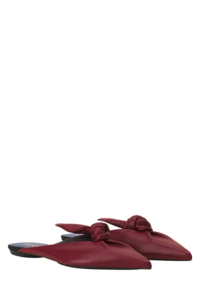 Lanvin Midnight Step Leather Bow Mule In Burgundy