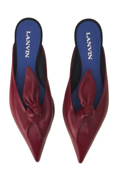 Lanvin Midnight Step Leather Bow Mule In Burgundy