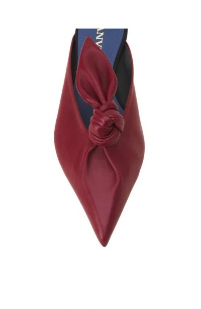 Lanvin Midnight Step Leather Bow Mule In Burgundy
