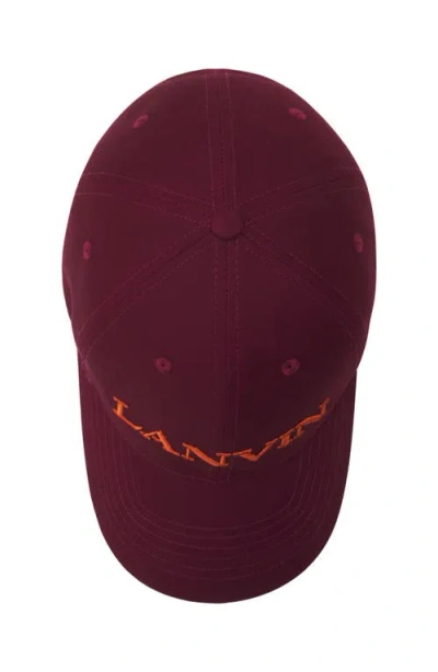 Lanvin Loog-embroidered Cap In Burgundy
