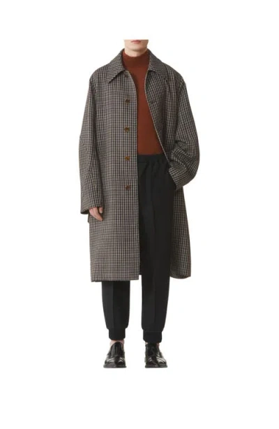 Lanvin Checked Wool Car Coat In Gray