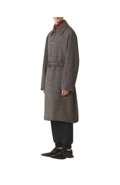 Lanvin Checked Wool Car Coat In Gray