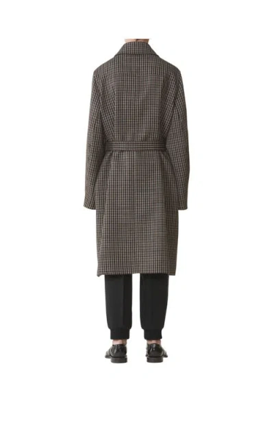 Lanvin Checked Wool Car Coat In Gray