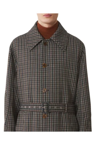 Lanvin Checked Wool Car Coat In Gray
