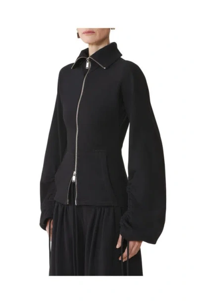 Lanvin Tailored Zip Jacket With High Collar And Pockets In Black