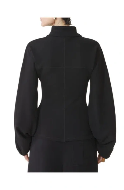 Lanvin Tailored Zip Jacket With High Collar And Pockets In Black