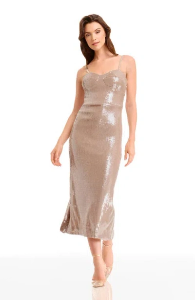 Dress The Population Vada Sequin Cocktail Dress In Animal Print