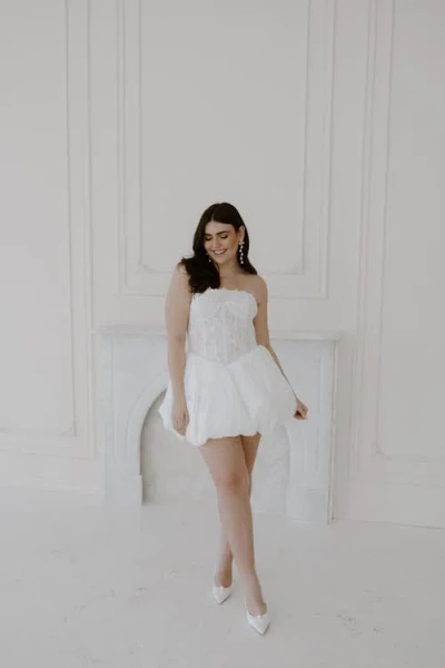 Untamed Petals Juliette Mini Dress In White