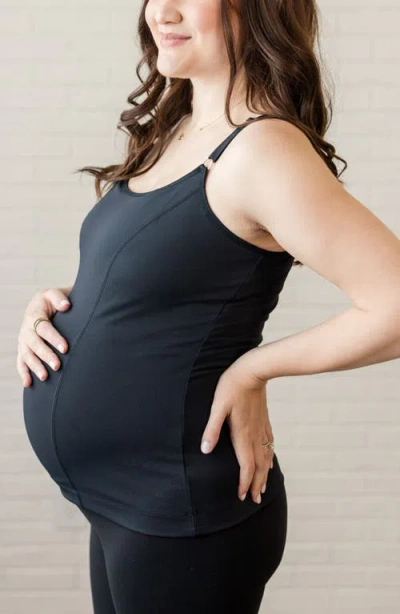 Davin & Adley Busty Size Amelia Maternity, Nursing And Pumping Tank Top In Blue